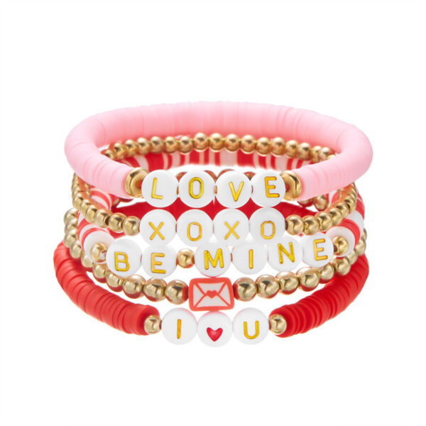 Wholesale Valentine's Day Multi layered Pink Love Bracelet