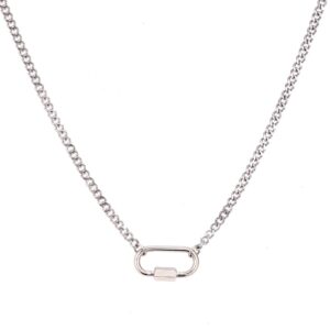 Paper clip small oval carabiner chain (steel color)