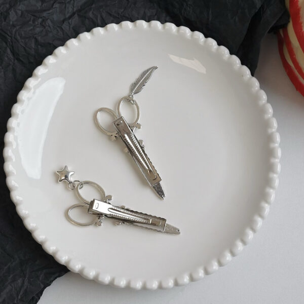 Wholesale personality scissors hairpin leaves star pendant hair clip