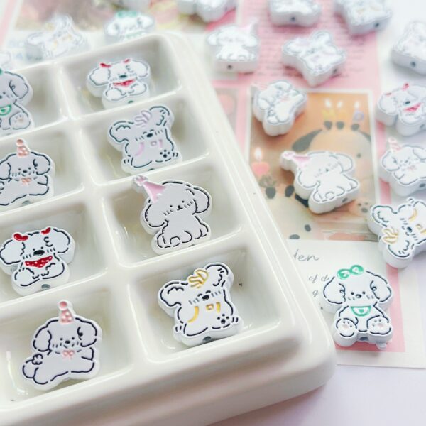 Wholesale Multicolor Cute Painted Alloy Line Puppy DIY Handmade Beaded Mobile Phone Chain Necklace Jewelry Accessories Material