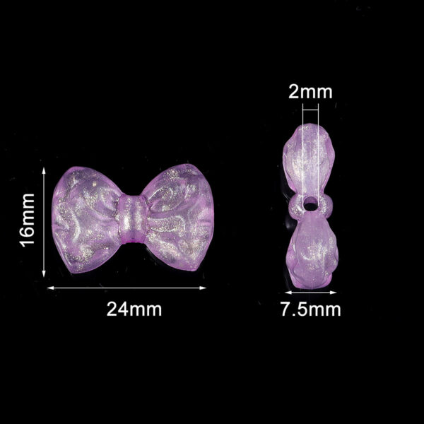 Wholesale 30pcs luminous colored bow acrylic beads