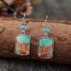 Wholesale Western style geometric printing cactus turquoise earrings