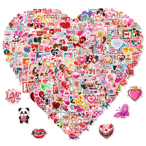 Wholesale 50pcs Romantic Pink Valentine's Day Cartoon Graffiti Stickers