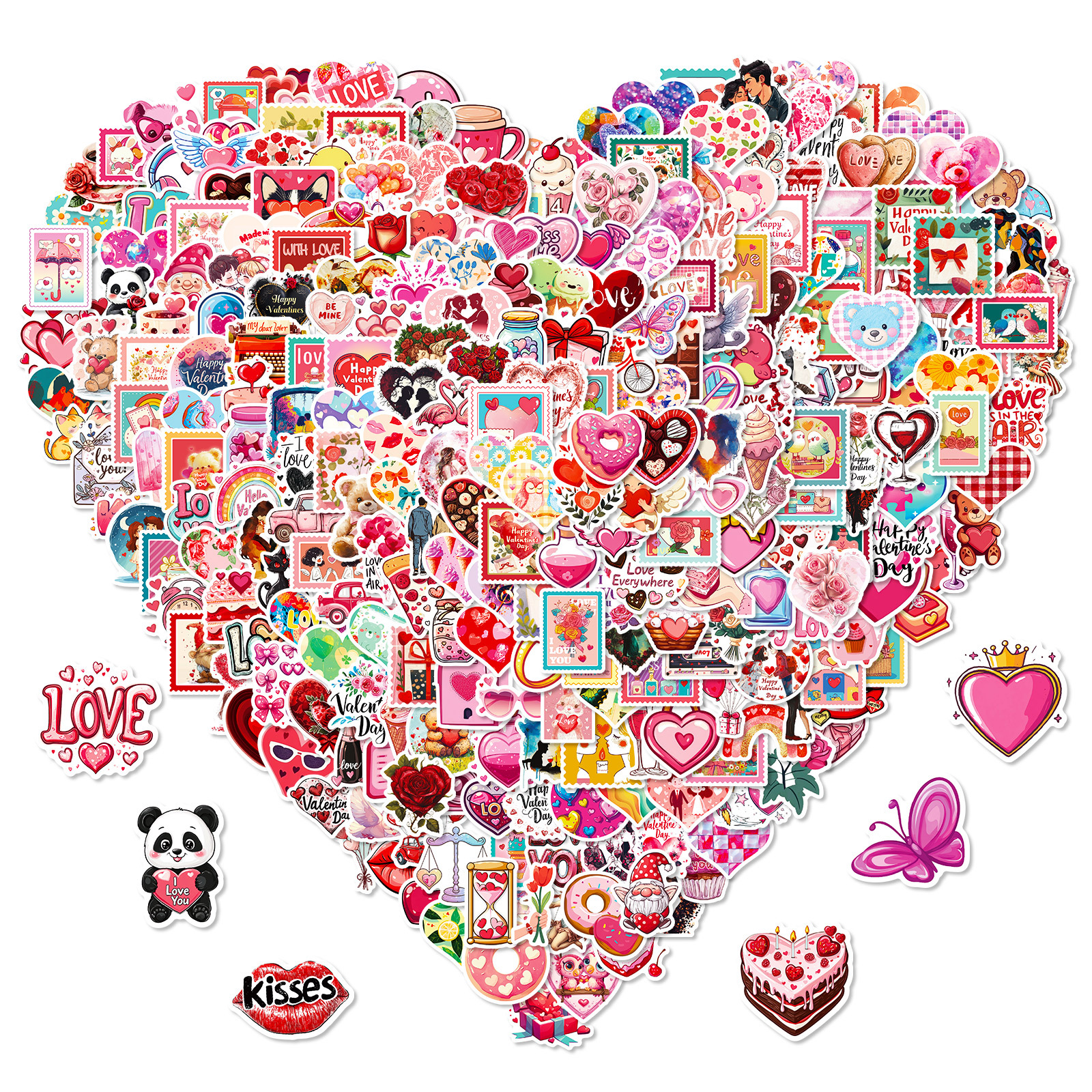 Wholesale Romantic Pink Valentine's Day Cartoon Graiti Stickers