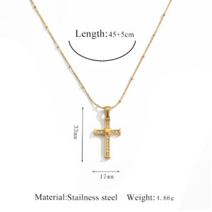 1 gold diamond cross necklace 9-white