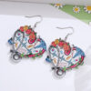 Wholesale Stethoscope Cow Print Heart Flower Pendant Acrylic Earrings