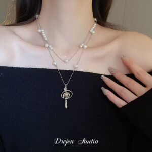 Wholesale Pearl Saturn Cross Detachable Stackable Necklace