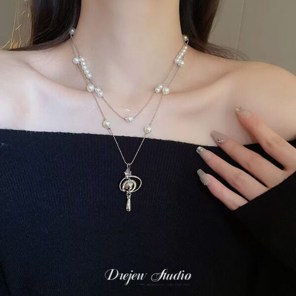 Wholesale Pearl Saturn Cross Detachable Stackable Necklace