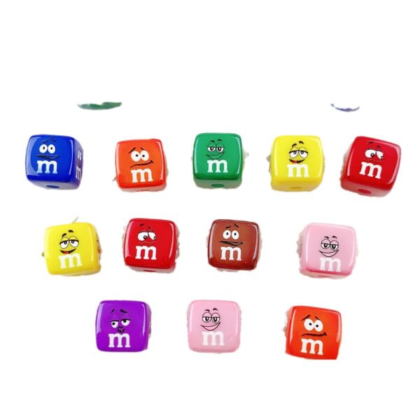 Wholesale 14mm cartoon emoji square acrylic beads