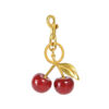 Wholesale Red cherry gold leaf metal keychain