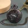 Wholesale Large black gear retro hollow flip quartz pocket watch