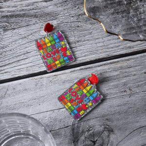 Pair of multicolor crayon earrings