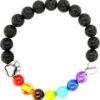 Wholesale Volcanic Stone Rainbow Stone Silver Dog Claw Seal Love Bracelet