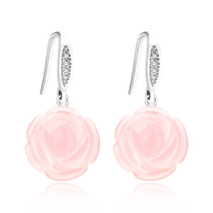 Wholesale Natural Pink Crystal Rose Valentine's Day Earrings
