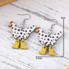 Wholesale Creative Funny High-heeled Shoes Rooster Polka Dot Wooden Earrings