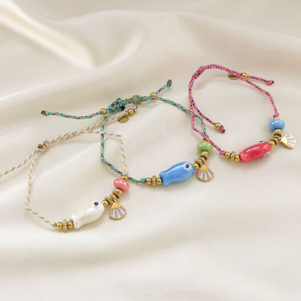 O1CN01ZOSskm2DNwU51qXpV_2216336188598-0-cib Wholesale Ocean Style Small Fish Ceramic Pendant Adjustable Titanium Steel Bracelets