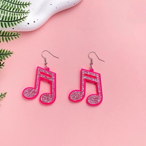 Wholesale Pink eighth note pentagram acrylic earrings