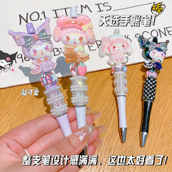 Wholesale Crystal Rhinestone Rotating Black Cute Girl Fantasy Beaded Pen OLY Exclusive