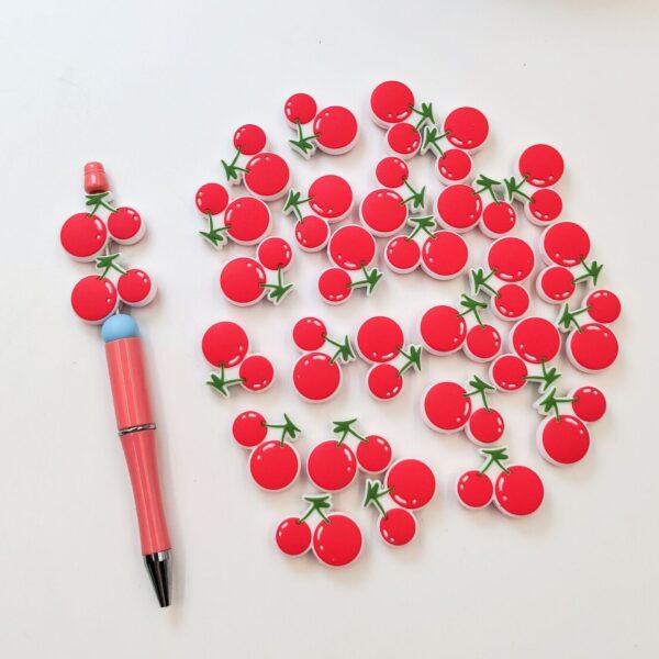 O1CN01ZQ0ke62FO3ekeFs0B_2216349148869-0-cib Wholesale 10PCS Silicone Cartoon Cherry Pattern Beads