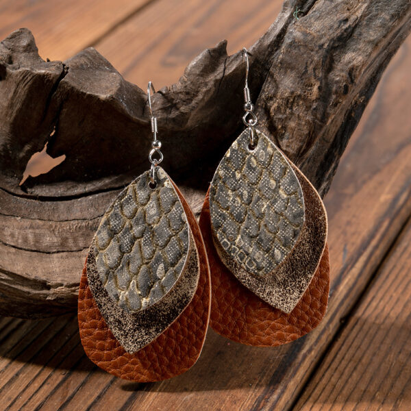O1CN01ZQ3rNe1qyMNTKTgGU_2206372095564-0-cib Wholesale Multi-layer Water drop Leaf Earrings PU Leather