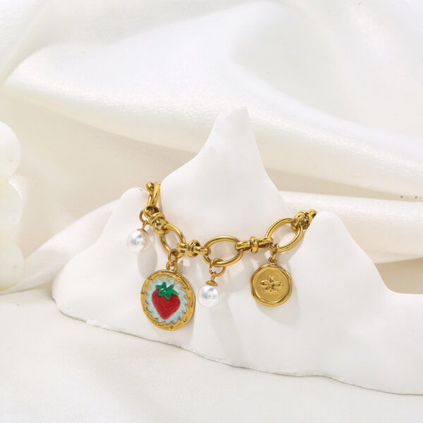 Wholesale Sweet and Cool Strawberry Pearl Cross Love Star Bracelet