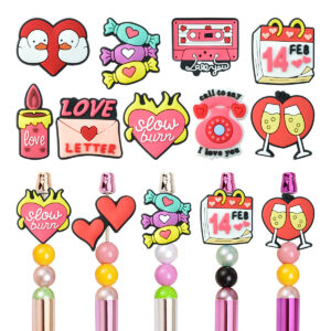 Wholesale 100pcs Valentine's Day Series Cartoon Pvc Soft Glue Double-Sided Focus Beads