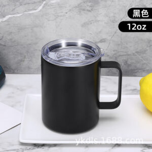 12oz black stainless steel insulated mug (with lid) / 12oz or 360ml.20oz or 600ml