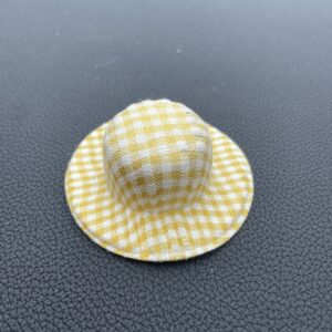 Yellow and white plaid hat