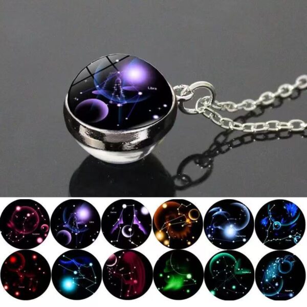 Wholesale Luminous Zodiac Starry Sky Glass Ball Necklace
