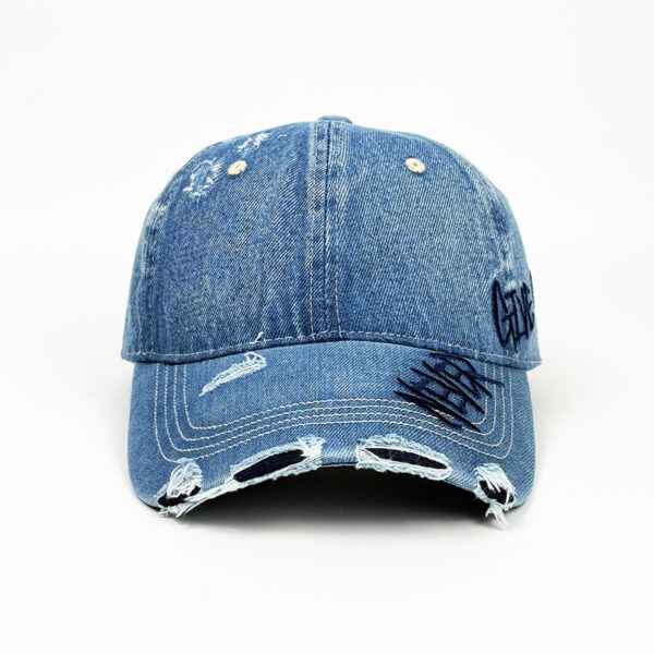 Wholesale Cowboy Denim Hole Letter Embroidery Baseball Cap