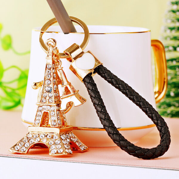 Wholesale Diamond studded Eiffel Tower metal keychain