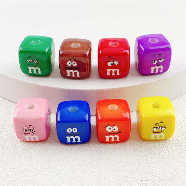 Wholesale 14mm cartoon emoji square acrylic beads