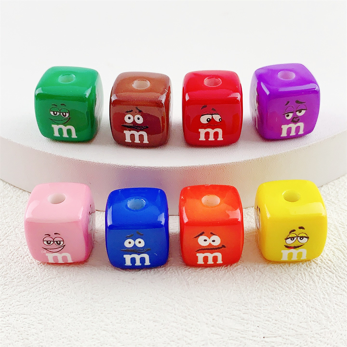 Wholesale 14mm cartoon emoji square acrylic beads