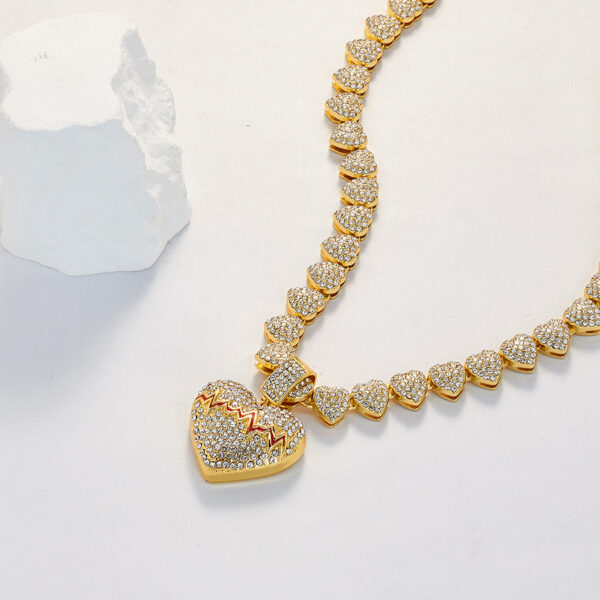 Wholesale Valentine's Day Love ECG Full Diamond Necklace