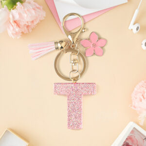 Pink t keychain