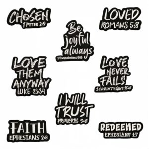 English text cloth stickers set of 8 pieces