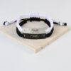 Wholesale Couple bracelet with stainless steel curved pieces, hand-woven black and white chain