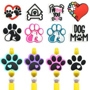 Wholesale Random 100pcs cute colorful dog paw focal beads