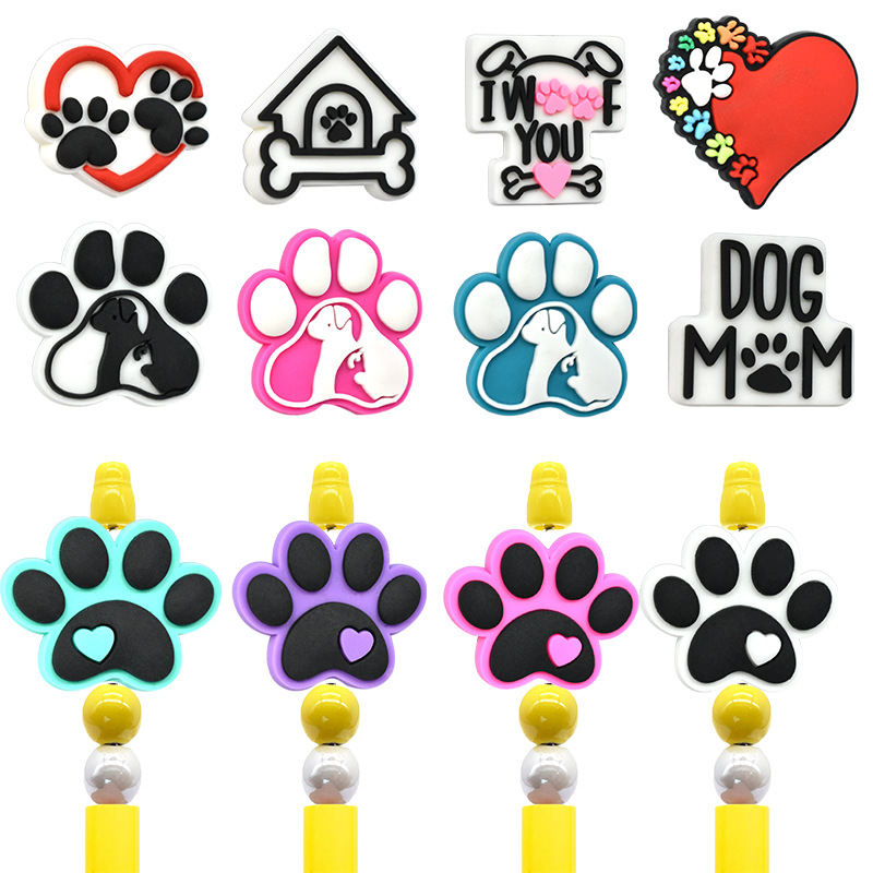 Wholesale Random cute colorful dog paw focal beads