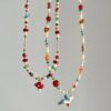 Wholesale Handmade Colored Natural Stone Rice Bead Necklace
