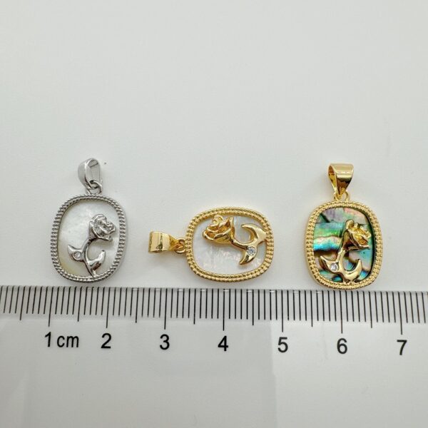 Wholesale 18K Copper Gold Plated Handmade Natural Shell Abalone Rose Eight Pointed Star Sun Pendant