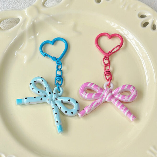 Wholesale Cute Double-Sided Printed Cut Out Bow Keychain