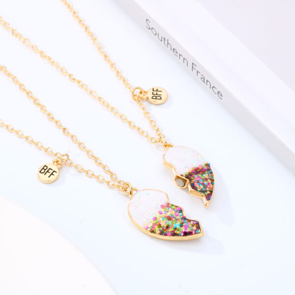 Wholesale Kidsren's Powder Dripping Oil Necklace Heart Necklace Pair