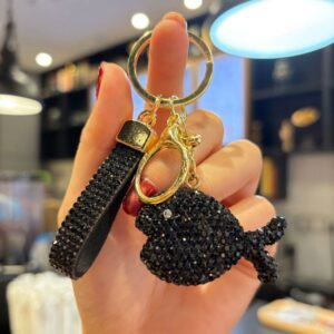 Multicolored, diamond-encrusted fish (black) / 3*5