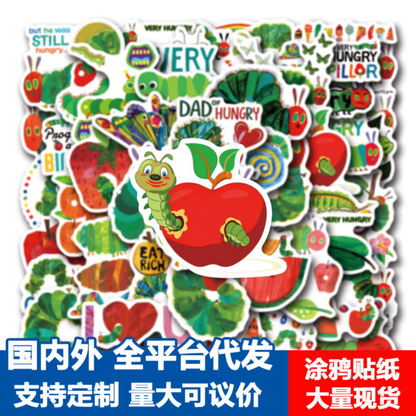 O1CN01ZcUfMA2JttlmrduFS_2220048729480-0-cib Wholesale 55 Cute Cartoon Very Hungry Caterpillar Waterproof Vinyl Stickers