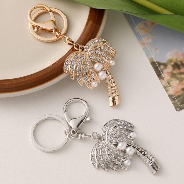 Wholesale Coconut tree inlaid with diamond pearl metal key