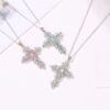 Wholesale Bohemian style hollowed out diamond studded cross necklace