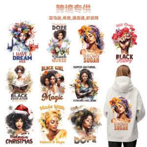 Wholesale Heat Transfer Printing Factory Specializes in Cross-Border Supply of Customizable Black Empowerment Pride Art T-Shirts, Heat Transfer Stickers, and Ready-To-Ship