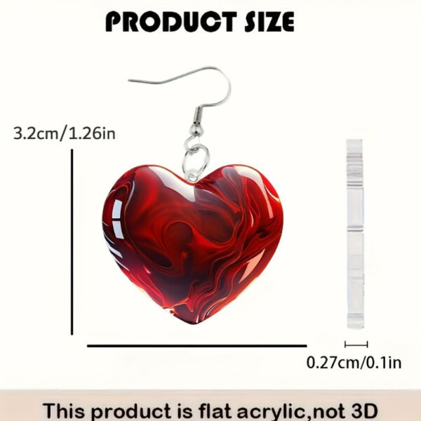 Wholesale Valentine's Day Heart Red Rose Acrylic Earrings