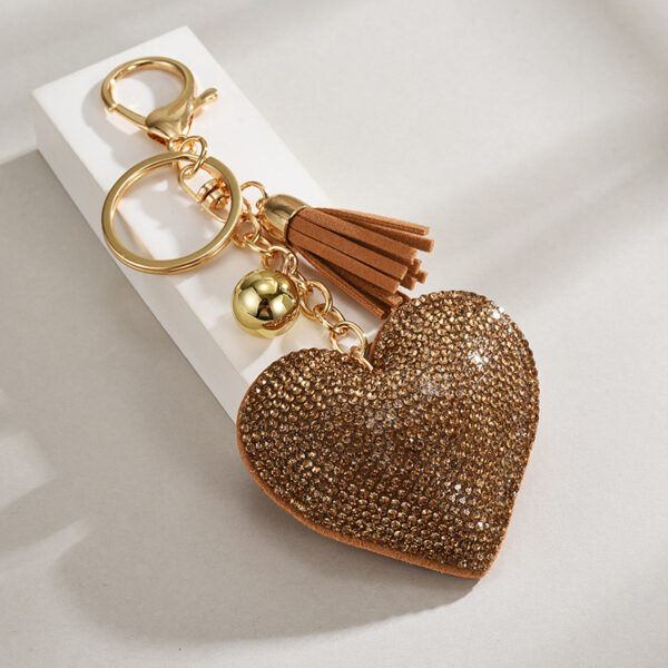 Wholesale Heart-shaped Rhinestone Leather Keychain